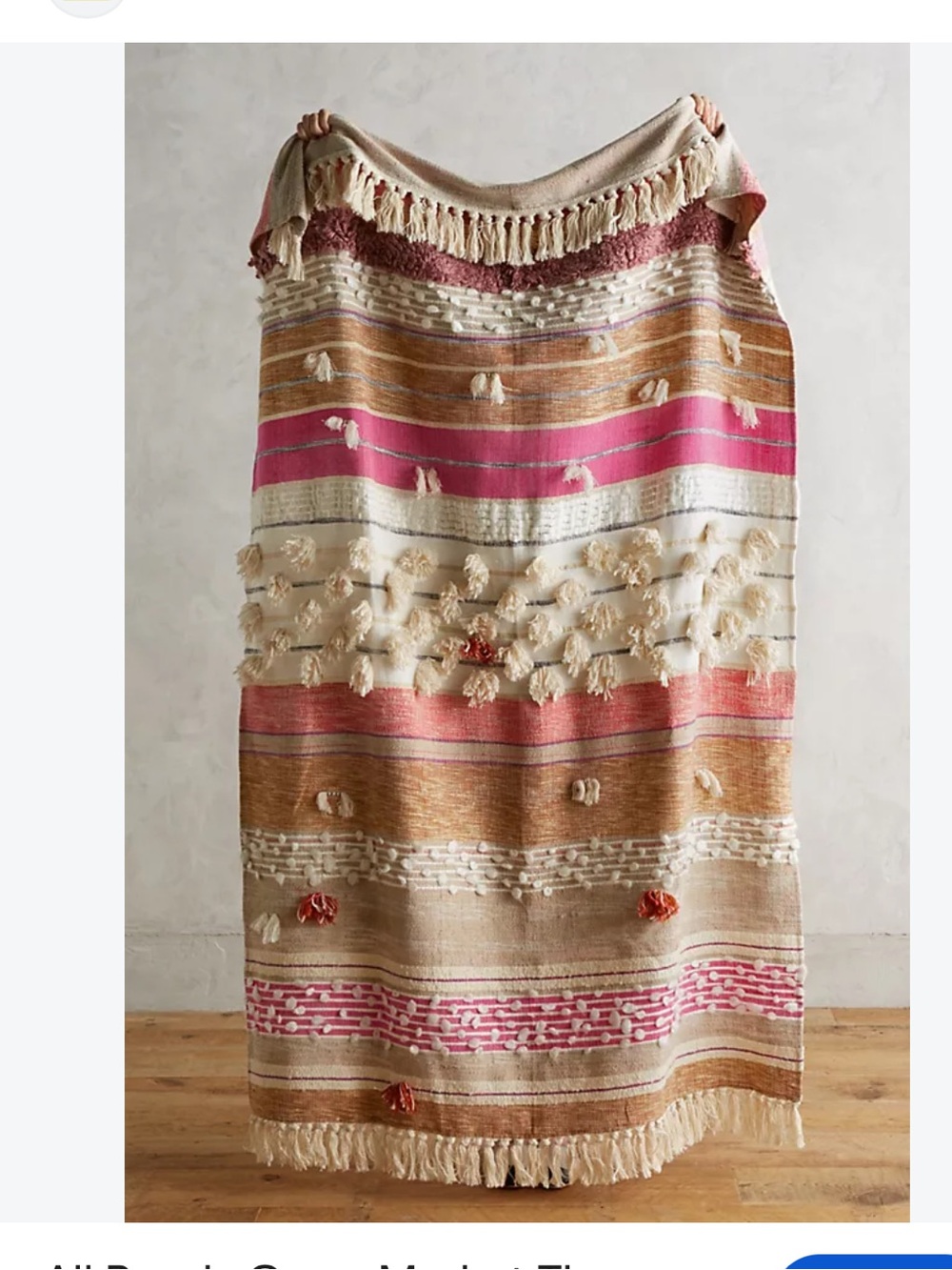 Anthropologie 50 x 70 All Roads Open Market  Throw Blanket